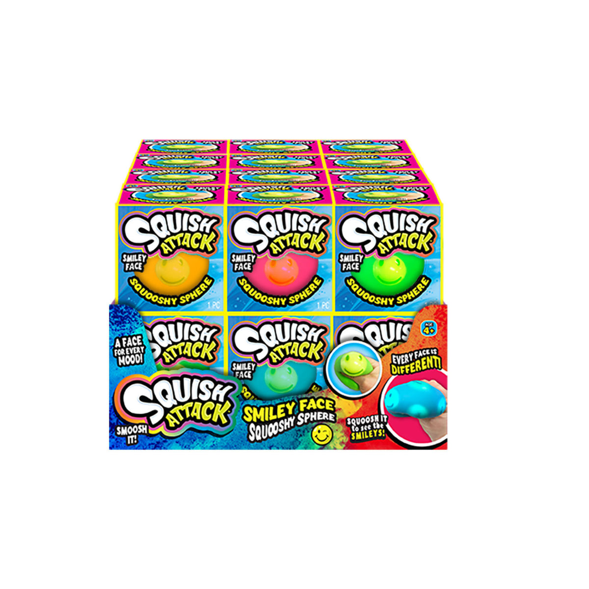 Squish Attack Smiley Face Squooshy Sphere