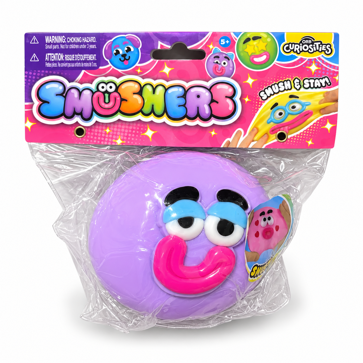 ORB Smushers Squishy Toy – Lavender Sleepy Face