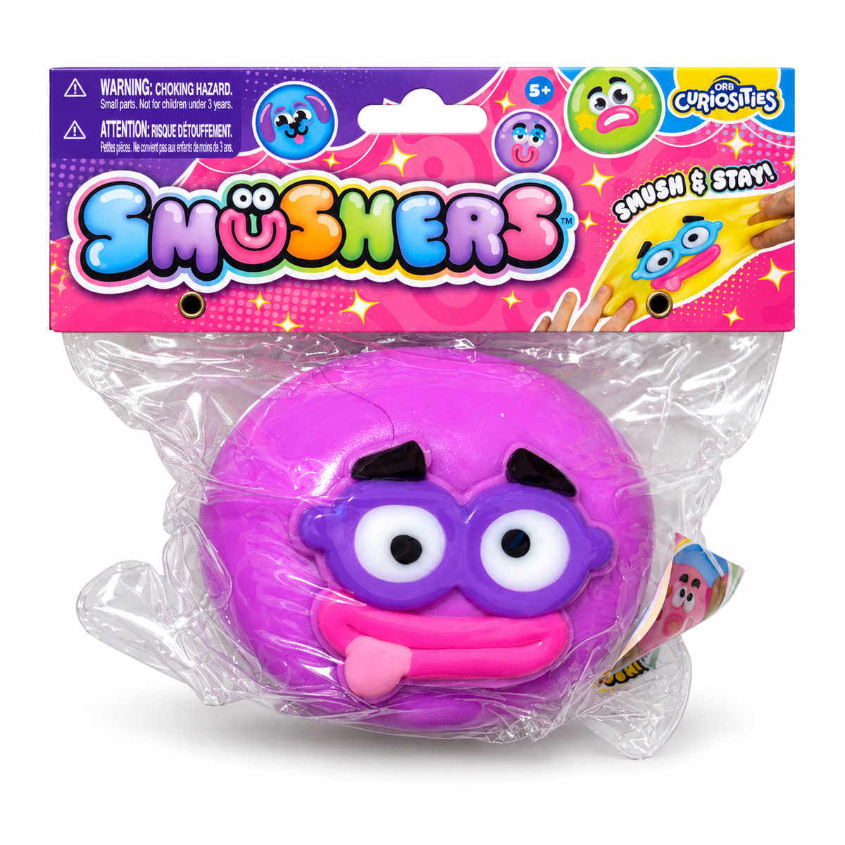 ORB Smushers Squishy Toy – Purple Tongue-Out Face