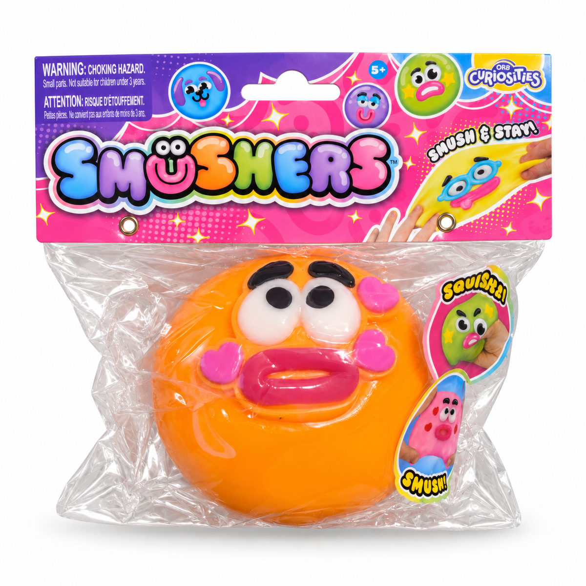 ORB Smushers Squishy Toy – Orange Heart Face