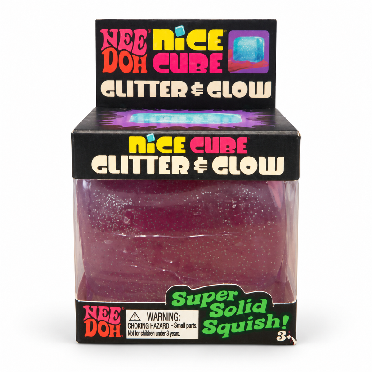NeeDoh Nice Cube Glitter & Glow – Purple